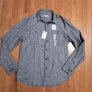 NWT Sonoma the Super Soft Flannel button down shirt, men's medium, gray